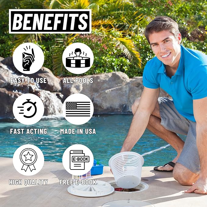 3in1 Pool Start Up - 20,000 Gallon Pool Opening Kit For Above Ground Pool, Pool Opening Kit for Inground Pools, Pool Starter Kit, Salt Water & Chlorine Compatible Pool Chemicals BubbyShine