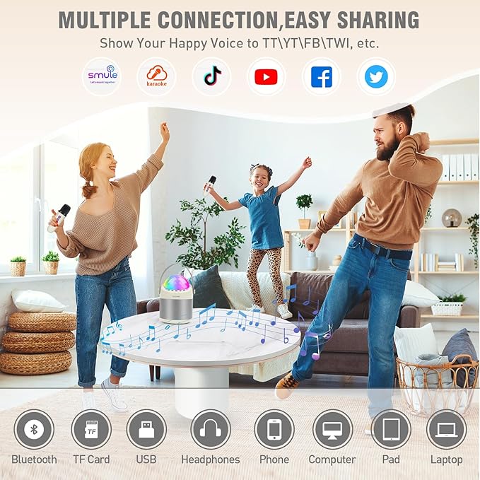 Karaoke Machine for Kids Adults Unique Astronaut Shape Portable Bluetooth Speaker with Wireless Microphone Home Party KTV Birthday for Girls Boys Toddler Teens Ages 2-12 +Year Old Kids FINYIORE