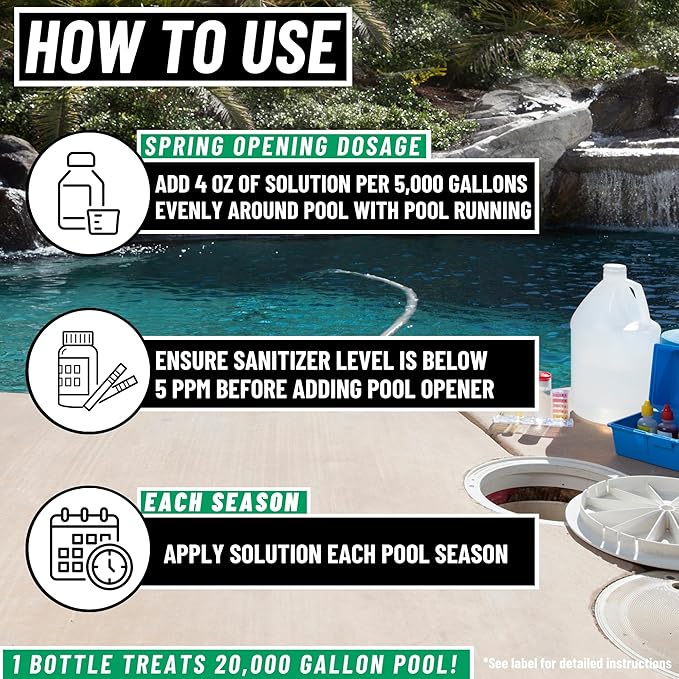 3in1 Pool Start Up - 20,000 Gallon Pool Opening Kit For Above Ground Pool, Pool Opening Kit for Inground Pools, Pool Starter Kit, Salt Water & Chlorine Compatible Pool Chemicals BubbyShine
