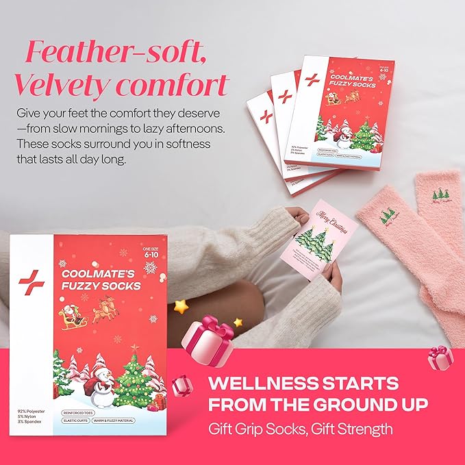 CoolMate GLOBAL Fuzzy Socks for Women Christmas Gift Box, Cozy, Soft, Stocking Stuffers, Comfy Cloud-Like Socks for Spa,Home CoolmateGlobal
