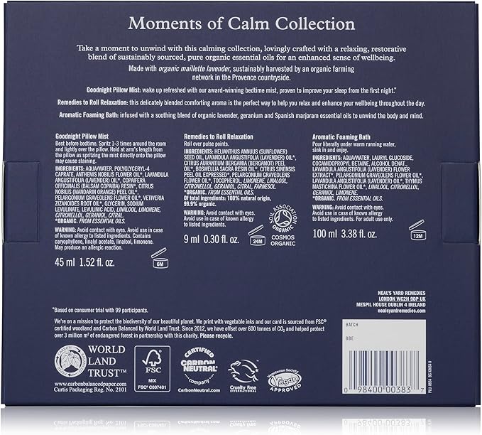 Neal's Yard Remedies Moments of Calm Collection, Gift Set for Relaxation & Self Care, Vegan & Cruelty-Free, Pack of 3 NealsYardRemedies