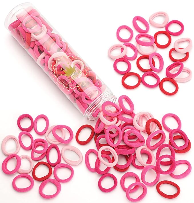 100 pcs No Break Hair Ties fitting Kit, and limited-time Starter Kit | Gentle for any hair type with no slipping or snagging Color mixing(Red) JIRIS