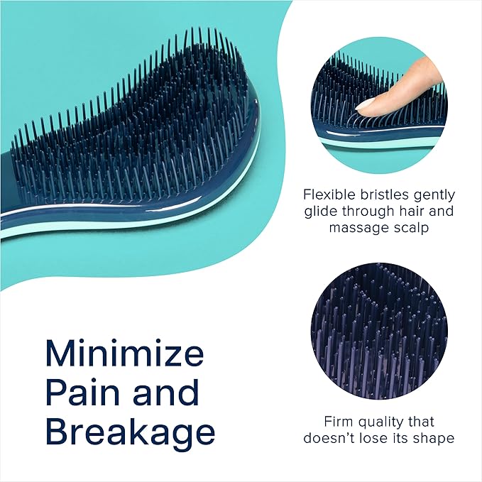 Crave Naturals Glide Thru Hair Brush - 2 Pack Detangler Brush for Curly, Straight, Wet or Dry Hair - Gentle Detangling Brushes for Adults, Kids, Toddlers, 7.5"x3" - Coral and Turquoise CraveNaturalsDetanglingBrush