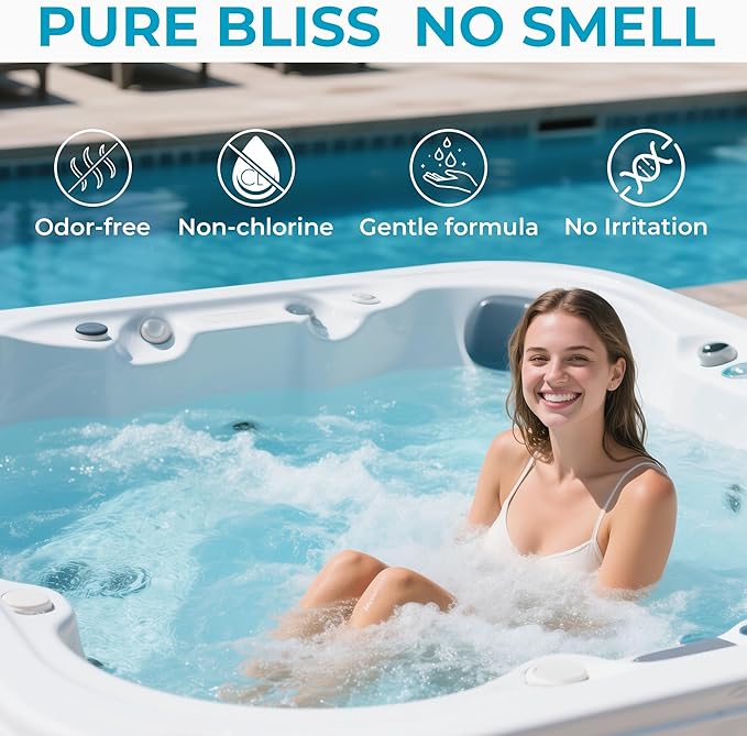 Non-Chlorine Spa Shock for Hot Tub - 5 lbs, Chlorine-Free Shock Oxidizer Treatment for Hot Tubs, Spas and Swimming Pools, Fast Acting, Quick Dissolving Oxidizing Shock for Crystal Clear Water Kick Boosters