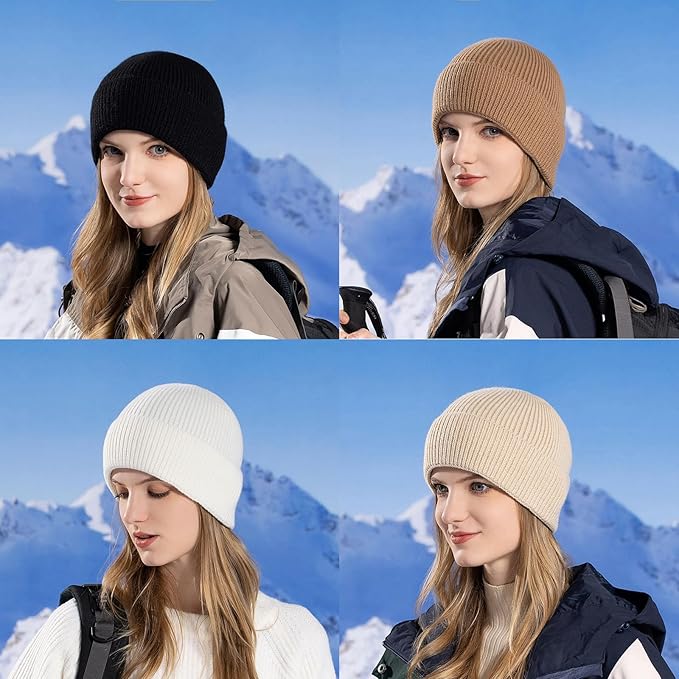 ZOORON Warm Knit Beanie for Men Women Winter Hat, Thick Fisherman Beanies Cuffed Plain Skull Caps ZOORON