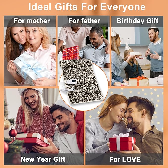 Deepsoon Heating Pad,Electric Heating Pads for Back,Neck,Abdomen,Moist Heating Pad for Shoulder,Knee,Arms,Legs,Dry/Moist Heat & Auto Shut Off,Birthday Gifts for Men and Women,Leopard Print,33x17 Inch Deepsoon