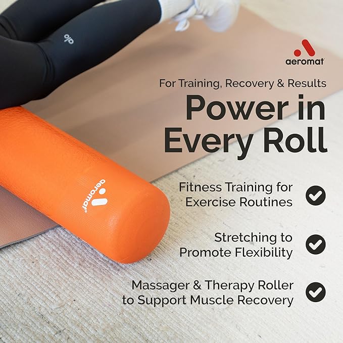 Adjustable Air Roller 2 to 12 PSI Firmness with Pump – Inflatable Fitness, Yoga, and Rehab Roller for Men and Women, Back Roller for Muscle Recovery, Home Gym, Travel, or Physical Therapy – Orange
