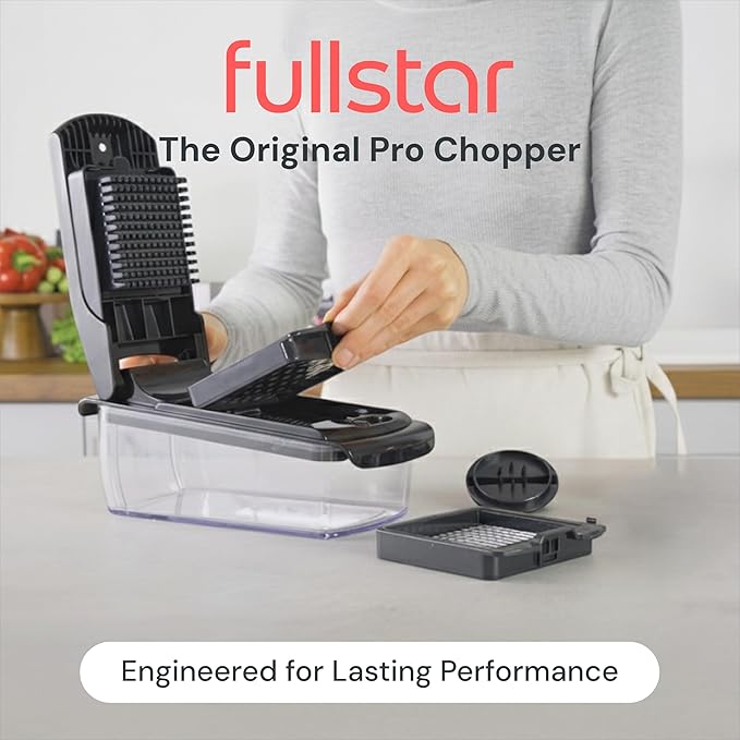 Fullstar The Original Pro Chopper - Vegetable Chopper and Spiralizer, Food Chopper with Container, Fruit Slicer, Kitchen Gadgets & Accessories, Home Essentials (2 in 1, Black) fullstar