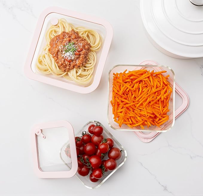 Urban Green Glass Food Container Set with Silicone Glass Lid, 3 Pack, Square Shape, Airtight, LeakProof, 100% Plastic Free, Meal Prep Food Storage Containers LiveaLifeEasierandGreener