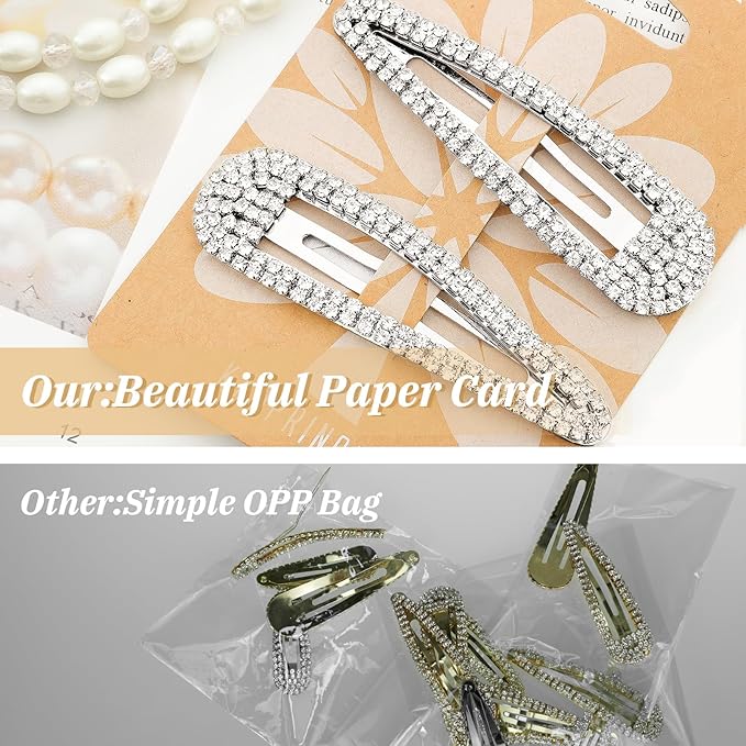 Hair Clip, 2Pcs 2.4Inch Rhinestone, Silver, Hair Barrettes for Women Girls Bridal, Wedding, Party, Prom KANPRINCESS