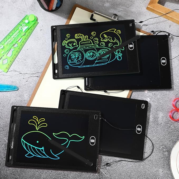 Tinlade 12 Pack LCD Writing Tablets for Kids, 8.5 Inch Erasable Doodle Boards Portable Electronic Drawing Pads, Learning Bulk Toys Gifts for Christmas School(Black) Tinlade