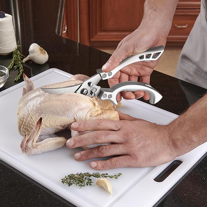 Dreach Reach Heavy Duty Poultry Shears with Serrated Edge - Kitchen Scissors For Chicken, Bone, Meat, Turkey, Fish - No Rust, Spring Loaded, Stainless Steel DreamReach