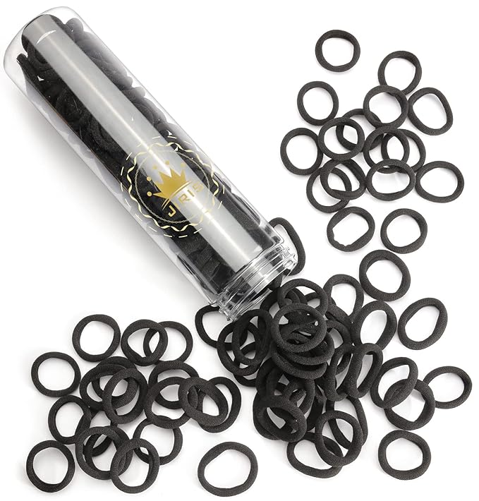 100 pcs No Break Hair Ties fitting Kit, and limited-time Starter Kit | Gentle for any hair type with no slipping or snagging Color mixing(Black) JIRIS