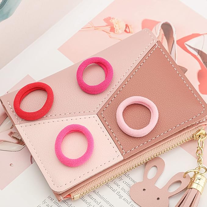 100 pcs No Break Hair Ties fitting Kit, and limited-time Starter Kit | Gentle for any hair type with no slipping or snagging Color mixing(Red) JIRIS