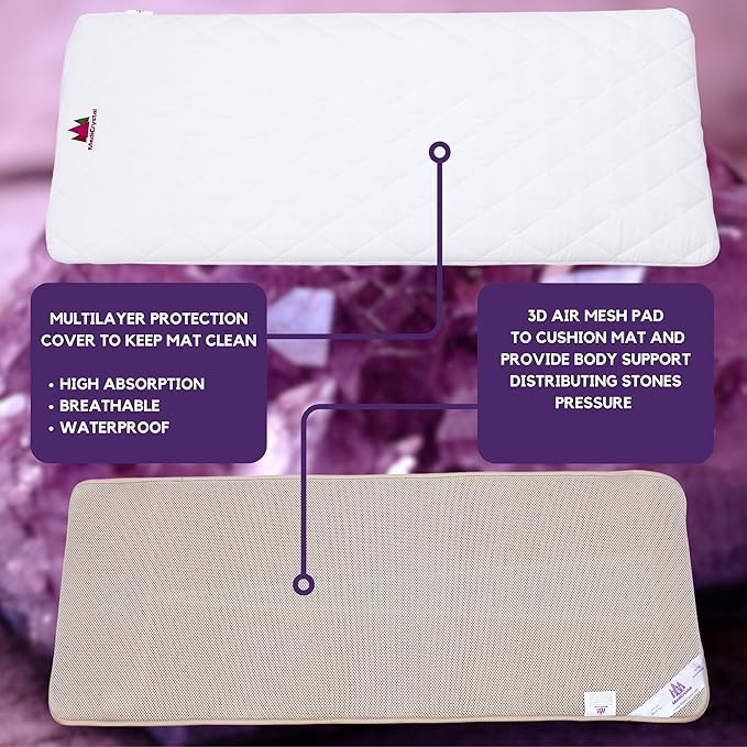 MediCrystal Infrared Heat Amethyst Tourmaline Mini Mat - 32" L x 20" W - Natural Crystals - Adjustable FIR Heating 86°-158°F - Deep Warming Hot Stone Pad - for Back Health - Original Manufacturer MediCrystal