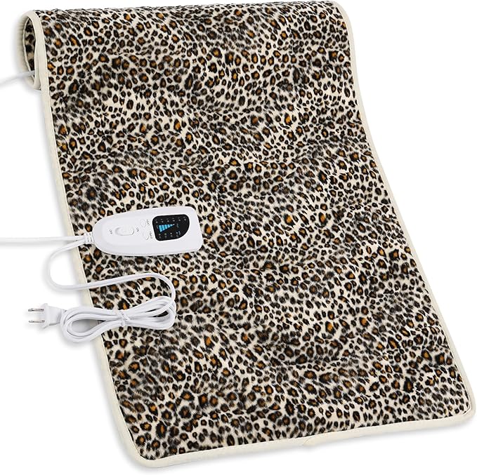 Deepsoon Heating Pad,Electric Heating Pads for Back,Neck,Abdomen,Moist Heating Pad for Shoulder,Knee,Arms,Legs,Dry/Moist Heat & Auto Shut Off,Birthday Gifts for Men and Women,Leopard Print,33x17 Inch Deepsoon