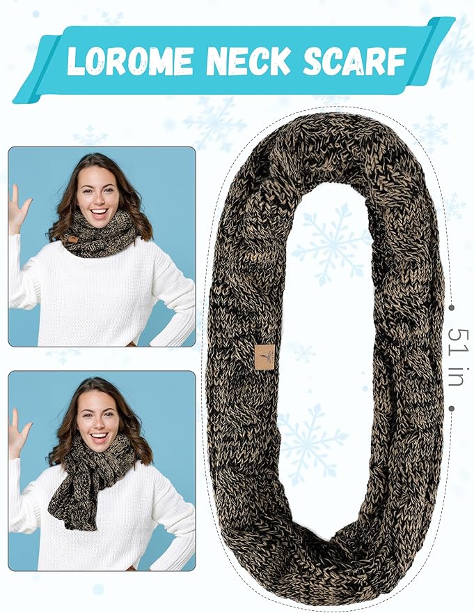 Winter Beanie Hat Scarf Gloves, Warm Fleece Knit Hats Touch Screen Gloves Neck Scarf Set Winter Gifts for Unisex Adult LOROME