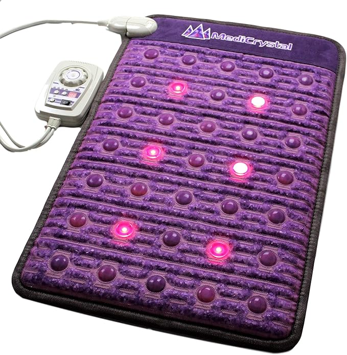 MediCrystal Far Infrared Amethyst Mat - Natural Agates + Photon Red Lights - FDA Registered - Negative Ion - Heating Pad (Mini 32" L x 20”W) MediCrystal