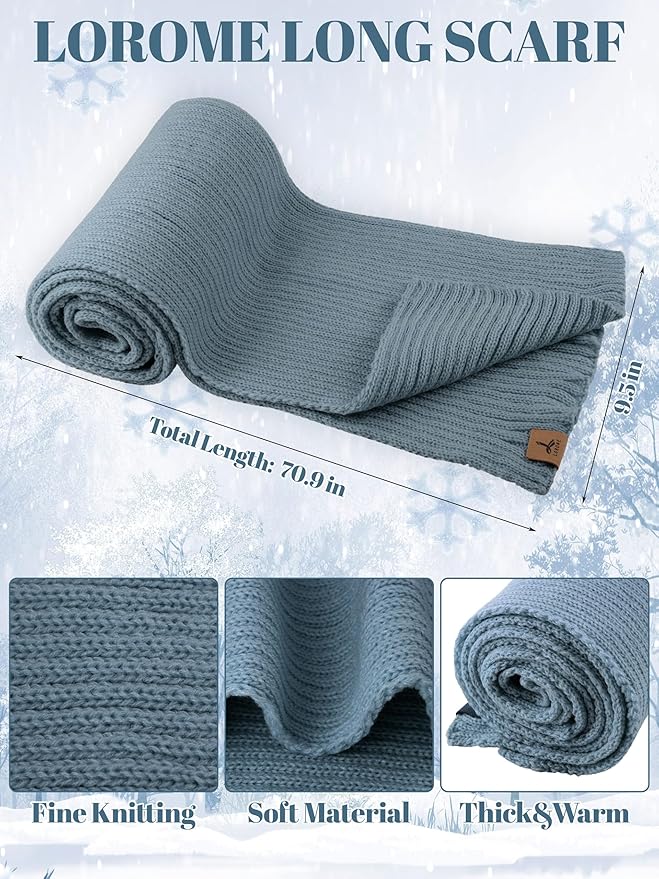 LOROME Women Winter Beanie Hat Scarf Gloves Set, Fleece Knitted Pompom Hat Warm Neck Scarf Touchscreen Gloves Winter Gift LOROME