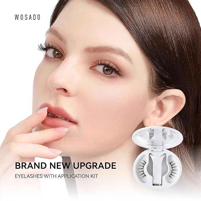 WOSADO Magnetic Eyelashes with Applicator Kit, [V17 Ice Black] Reusable Magnetic Lashes without Eyeliner, Glue-free False Lashes, Waterproof, Lightweight, Suit for Natural Makeup