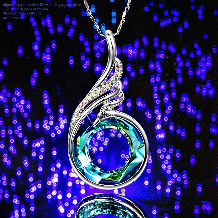 Kate Lynn "Rise From the Ashes Phoenix Necklace Made with Crystals from Austria, 18"+2" Necklace, Packaged with Jewelry Box, Birthday Gift for Women, Symbol of Luck and Renewal KateLynn