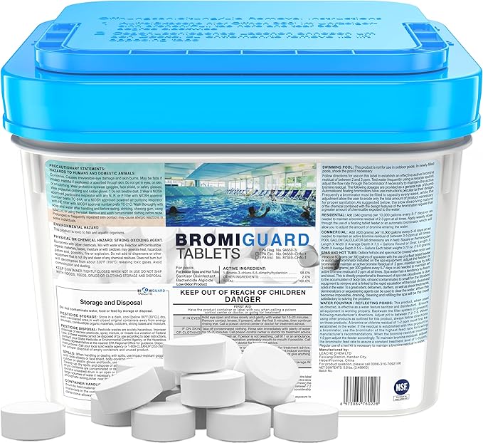 【1 Inch 5.5 Lbs】 Bromine Tablets for Spa Hot Tub Chemical Tabs Brominating Tablets Spa Hot Tub Chemical Sanitizer BROMIGUARD