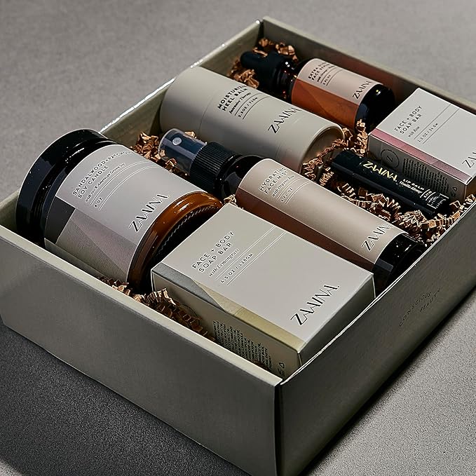 ZAAINA Spa Gift Basket for Women – Luxury Self Care Kit with Face Mist, Glow Serum, Soaps, Lip Balm & Candle – Natural Pampering Care Package for Women – Birthday & Relaxation Spa Basket (Premium Set) ZAAINA