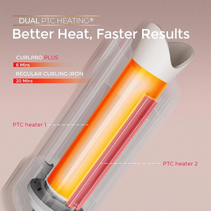 Upgraded Automatic Rotating Curling Iron - TYMO CurlPro Plus Long Barrel Curling Wand for Long Hair, Ceramic Hair Curler for Women, Anti-Scald, Tangle-Free, 600M Ionic, Dual Voltage, Gold, 1 1/4 Inch TYMOFashionTech