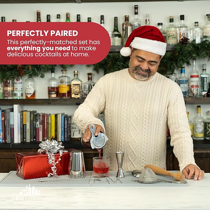 A Bar Above 14-Piece Stainless Steel Bartender Kit, Premium Professional Barware Set for Home Bars and Mixologists, Includes Cocktail Shaker, Jigger, Spoon, Strainers, Muddler, Picks, and More ABarAbove