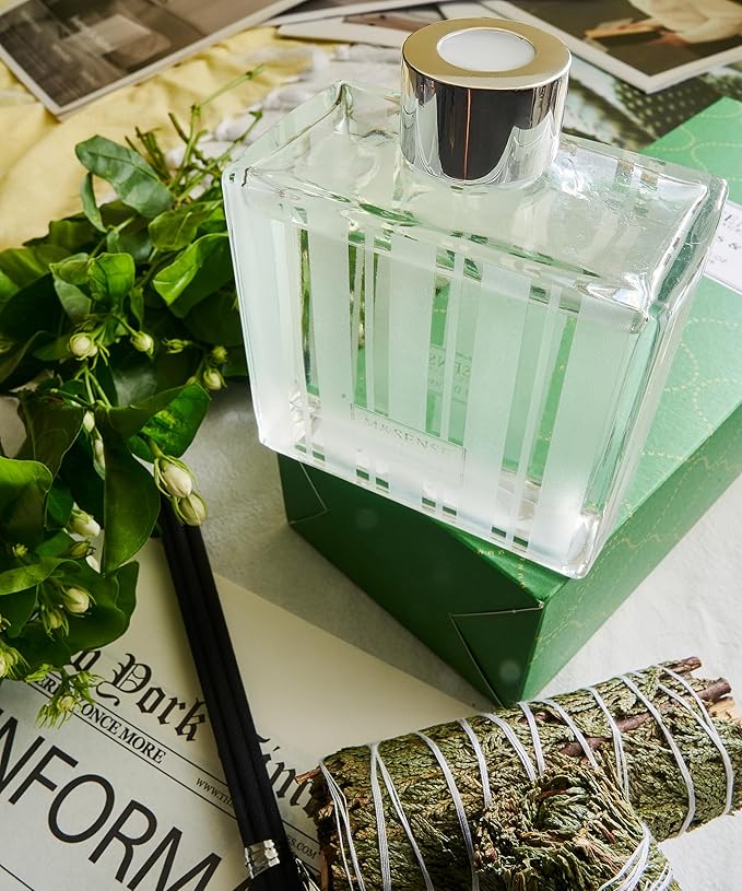M&SENSE Eucalyptus Spearmint Reed Diffuser Set - 7.04oz Diffuser with Sticks, Rich Fragrance & Refreshing Non-Toxic Scent for Home Bathroom Office Study Other Workspaces Needing Focus, Gifts for Women MSENSE