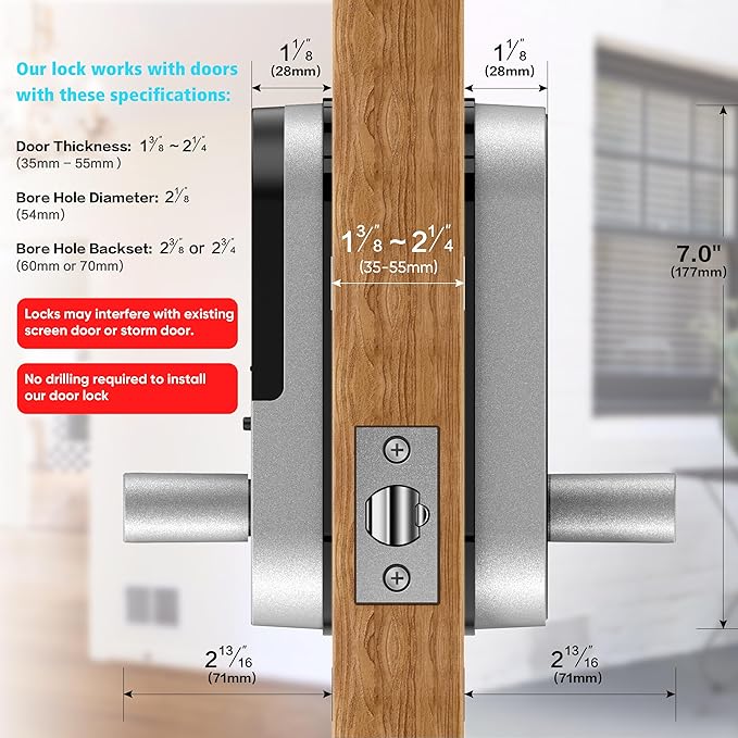 Fingerprint Smart Door Lock with Handle & Keypad – No More Lost Keys, Keyless Entry & Remote Access for Home, Kids, Airbnb & Rental Property, DIY Install, Alexa & Google Compatible SifelySmartLocks