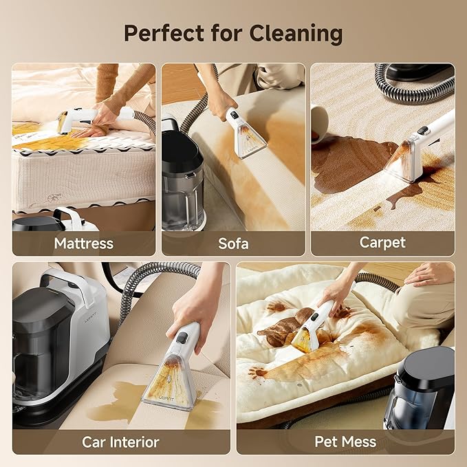 uwant Portable Carpet Cleaner 18Kpa Powerful Suction Upholstery Cleaner Machine for Pet, Spot Cleaner with Specialty Tools for Car, Couch, Rug, Sofa, Furniture (Motor 18Kpa) UWANT