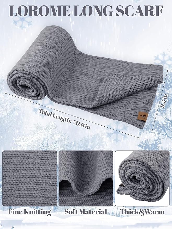 LOROME Women Winter Beanie Hat Scarf Gloves Set, Fleece Knitted Pompom Hat Warm Neck Scarf Touchscreen Gloves Winter Gift LOROME