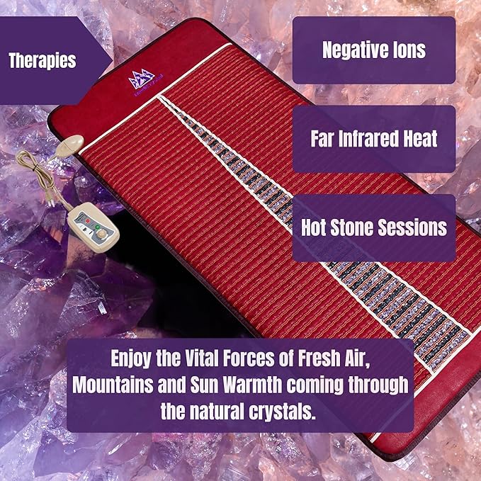 MediCrystal Infrared Heat Amethyst & Tourmaline Mat - Full Size 72"x24" - Adjustable FIR Heating 86-158°F - Deep Warmth Hot Stone Pad - Whole Body Comfort & Health - Original Manufacturer MediCrystal