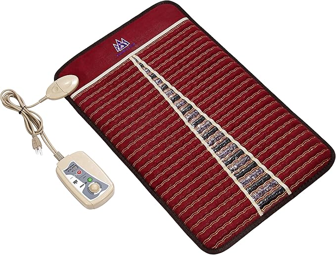 MediCrystal Infrared Heat Amethyst Tourmaline Mini Mat - 32" L x 20" W - Natural Crystals - Adjustable FIR Heating 86°-158°F - Deep Warming Hot Stone Pad - for Back Health - Original Manufacturer MediCrystal