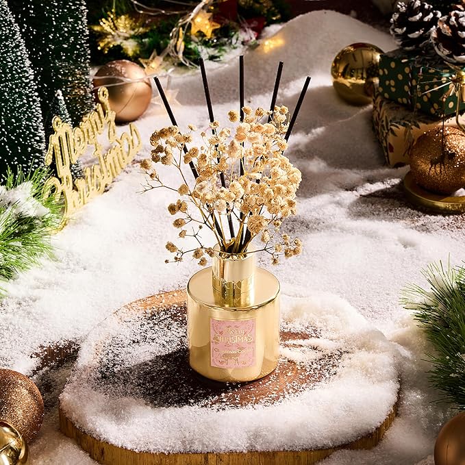 Airkeep Christmas Reed Diffuser Set - 3.38 fl oz (100 ml) Christmas Cookie Oil Diffuser with 8 Reed Sticks, Home Fragrance for Bathroom Shelf Decor Airkeep