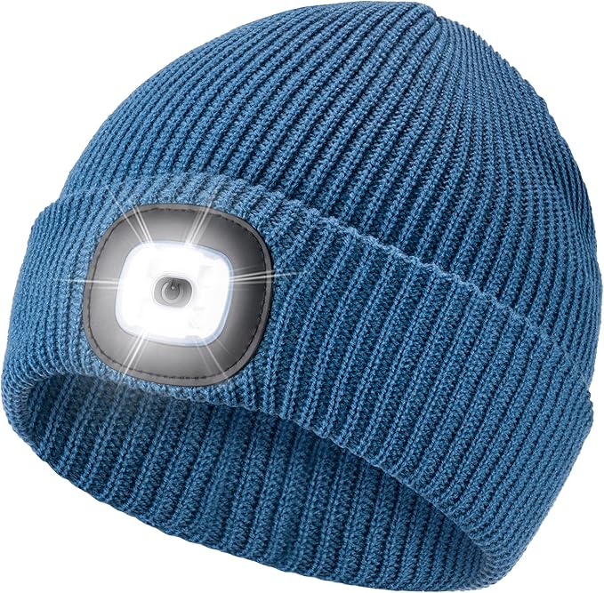 Etsfmoa Unisex Hat with Light,Winter Knitted Lighted Beanie for Men and Women,Rechargeable LED Cap Etsfmoa