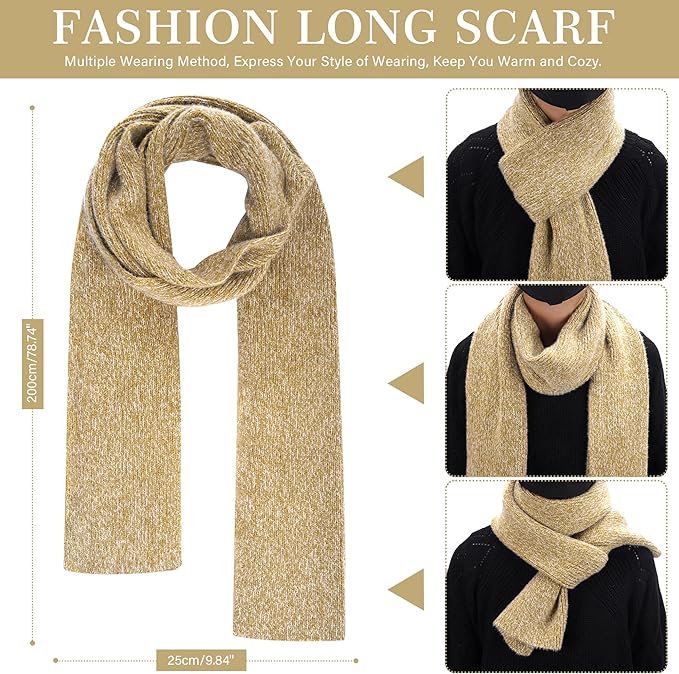 Womens Winter Warm Knit Beanie Hat Touchscreen Gloves Long Neck Scarf Set with Fleece Lined Skull Caps Gifts for Women FZFANTASTICZONE