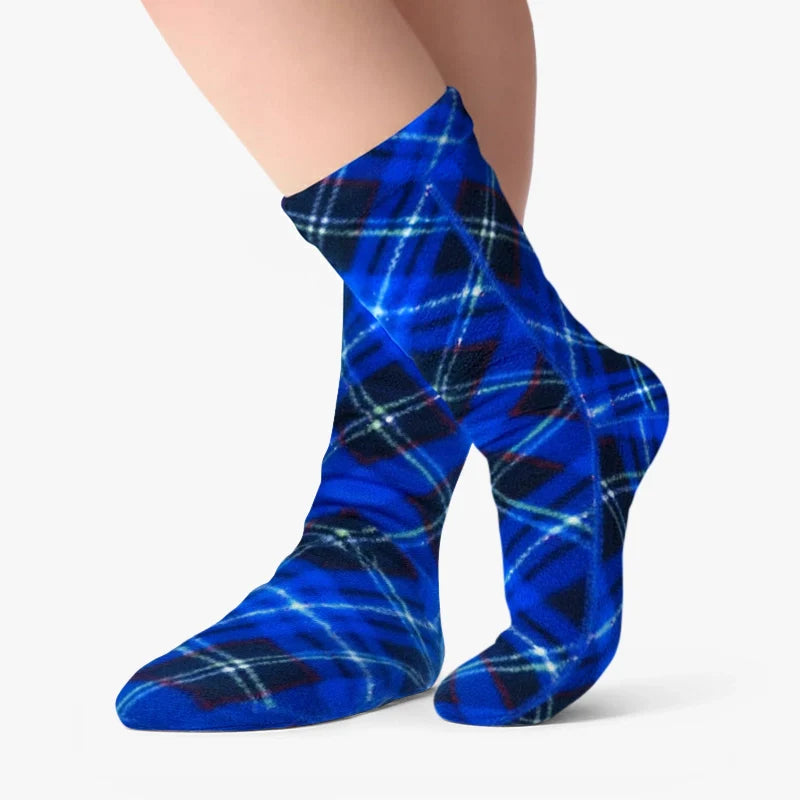 Polar Feet Fleece Socks - Blue Argyle