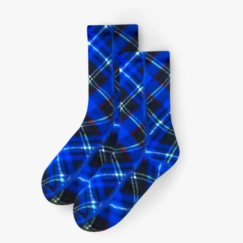 Polar Feet Fleece Socks - Blue Argyle