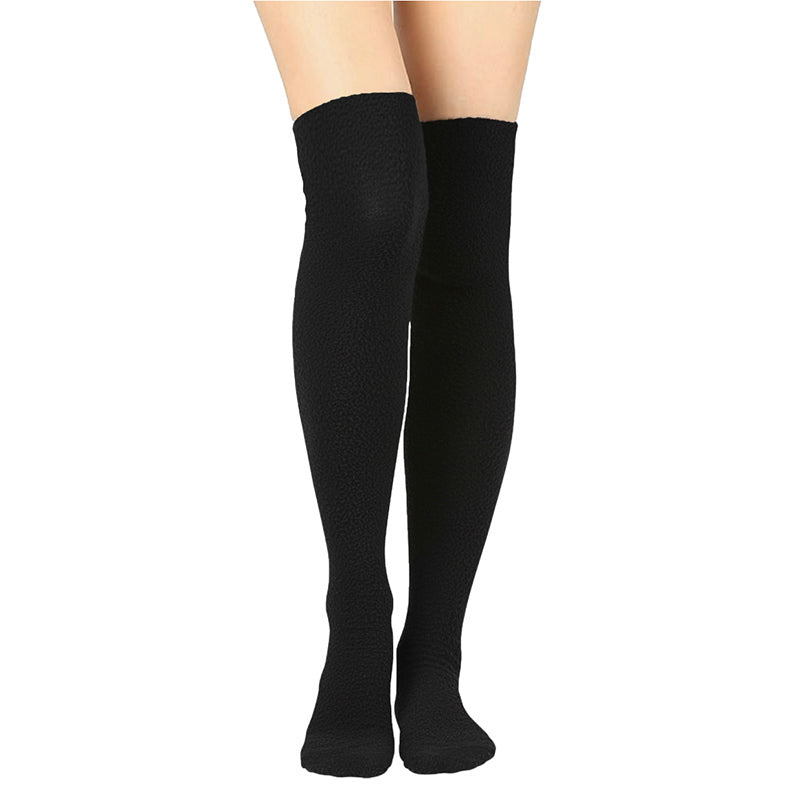 Over-the-Knee Fleece Socks - Black