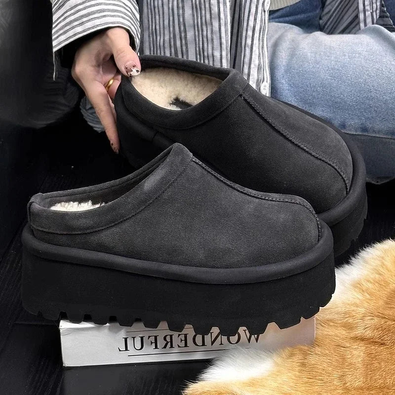 Plush-Lined Platform Mule Slippers