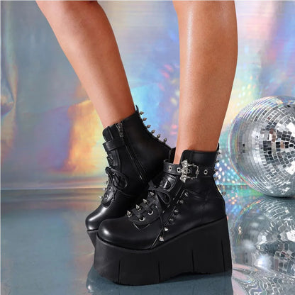 Gothic Rivet Platform Boots