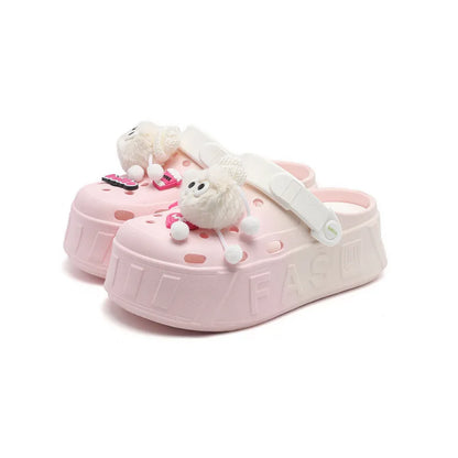 Plush Sheep Platform Clogs