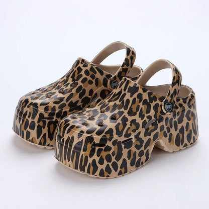 Snake Print Platform Clogs