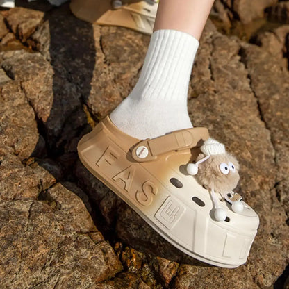 Plush Sheep Platform Clogs