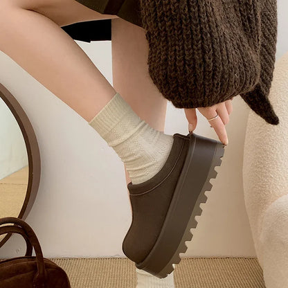 Plush-Lined Platform Mule Slippers