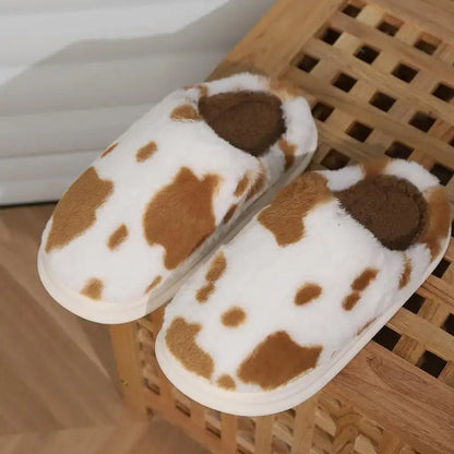Cow Print Fleece Slippers