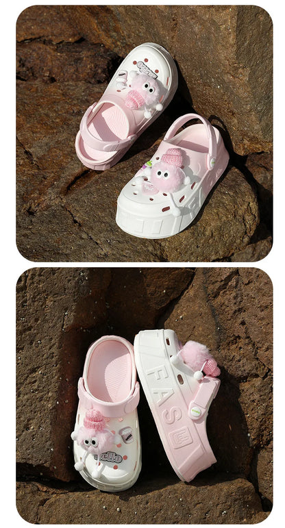 Plush Sheep Platform Clogs
