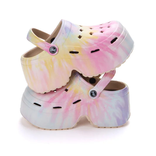 Pastel Tie-Dye Platform Clogs